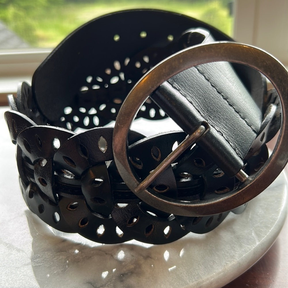 Old Navy wide boho genuine leather belt size small circles of western wear